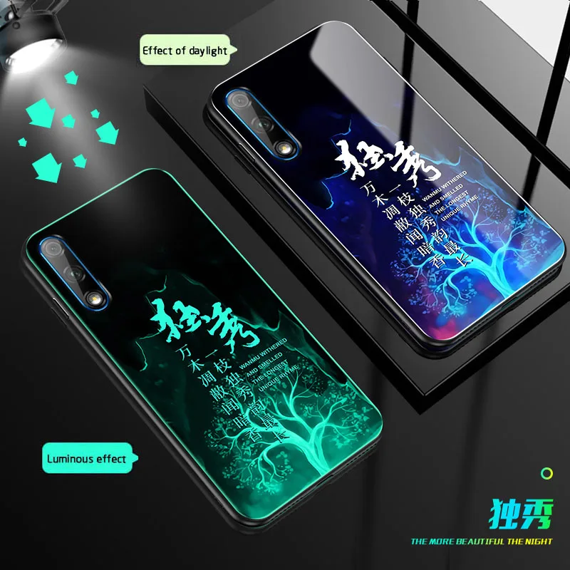 06 Бабочка чехол в виде светящегося стекла для huawei Honor 9X 9X Pro Роскошный чехол для задней части корпуса huawei Honor 8X 9X 7X защитный чехол для телефона чехол Coque - Цвет: 06