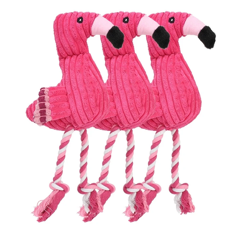 

Cute Plush Flamingo Pet Dogs Bite Chew Toys Chihuahua/Yorkshire/Bulldog/Pug/Corgi Small Dog Interactive /Squeaky Sound Toy