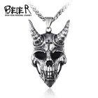 Мужская подвеска с крестом Сатанинского дьявола BEIER, кулон в виде черепа из нержавеющей стали в готическом стиле, Ювелирное Украшение в байкерском стиле, BP8-551