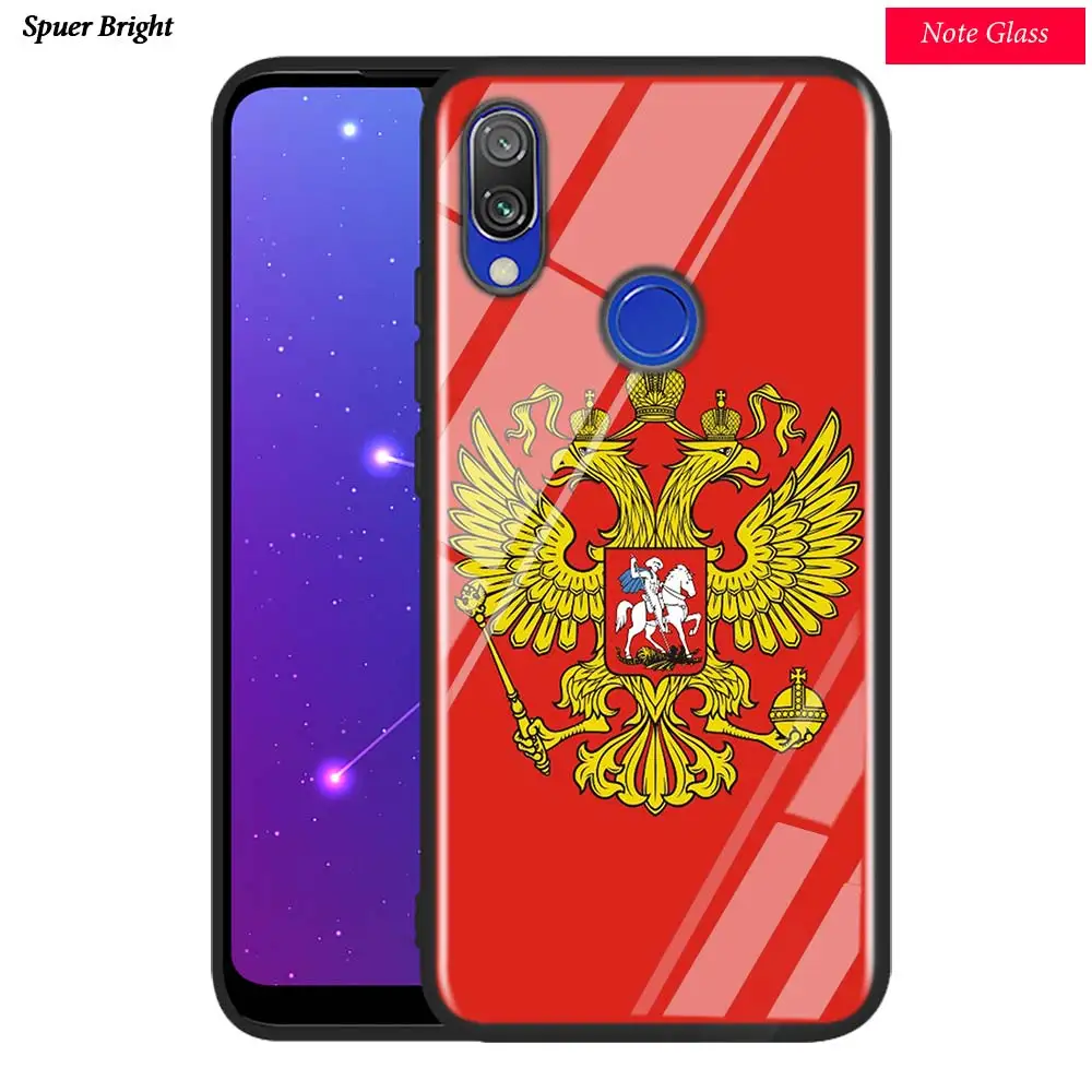 Черный глянцевый чехол с российским флагом и гербом для Xiaomi Redmi Note 8 7 6 5 4X 4 K20 Pro 7A 6A