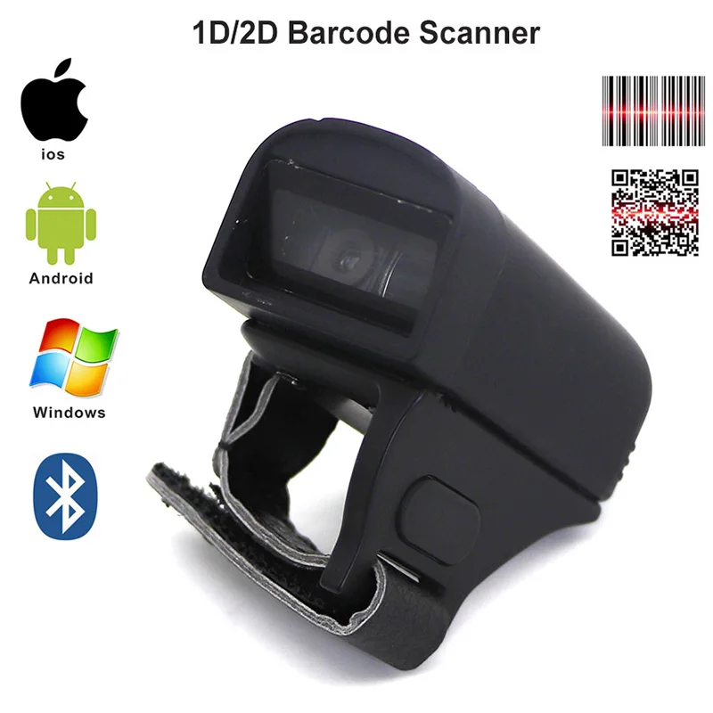 HBA-S02 Wireless Bluetooth Finger Scanner Wearable Ring Portable Mini 2D Scanner Barcode Reader For Warehouse IOS Android Window