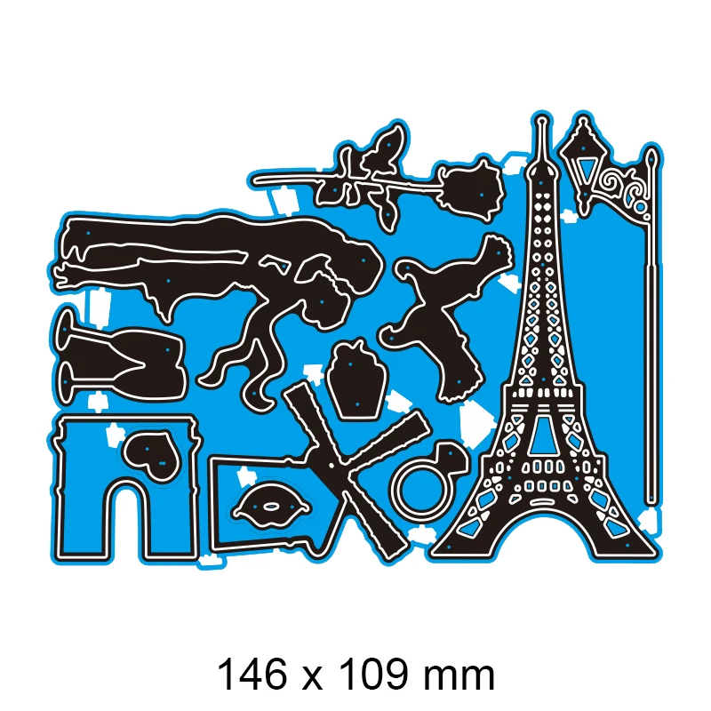 

Cutting Dies Tower Windmill Kiss New Scrapbook Decoration Embossing Paper Craft Album Card Punch Knife Mold 146*109mm
