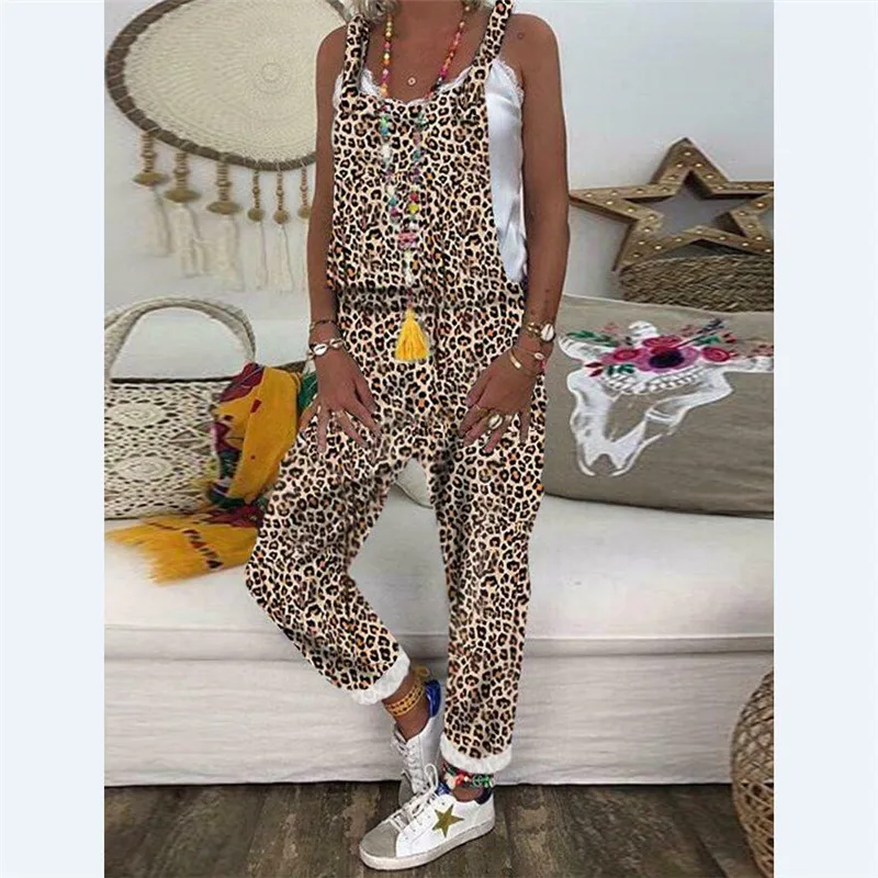 Пикантные ботильоны с леопардовым принтом Комбинезон Для женщин Длинные