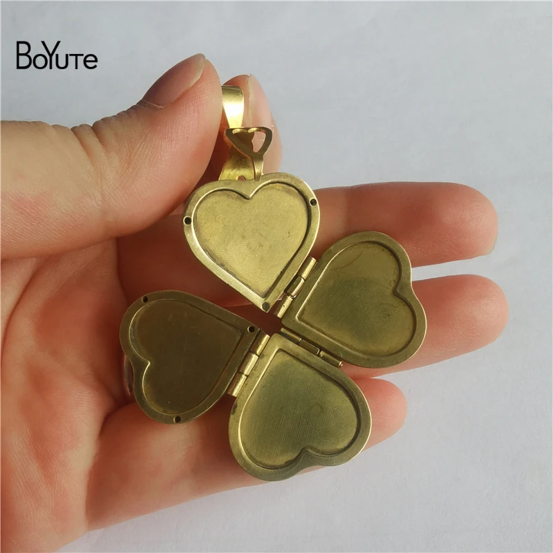 Медальон BoYuTe из необработанной латуни с эффектом памяти изображение сердца