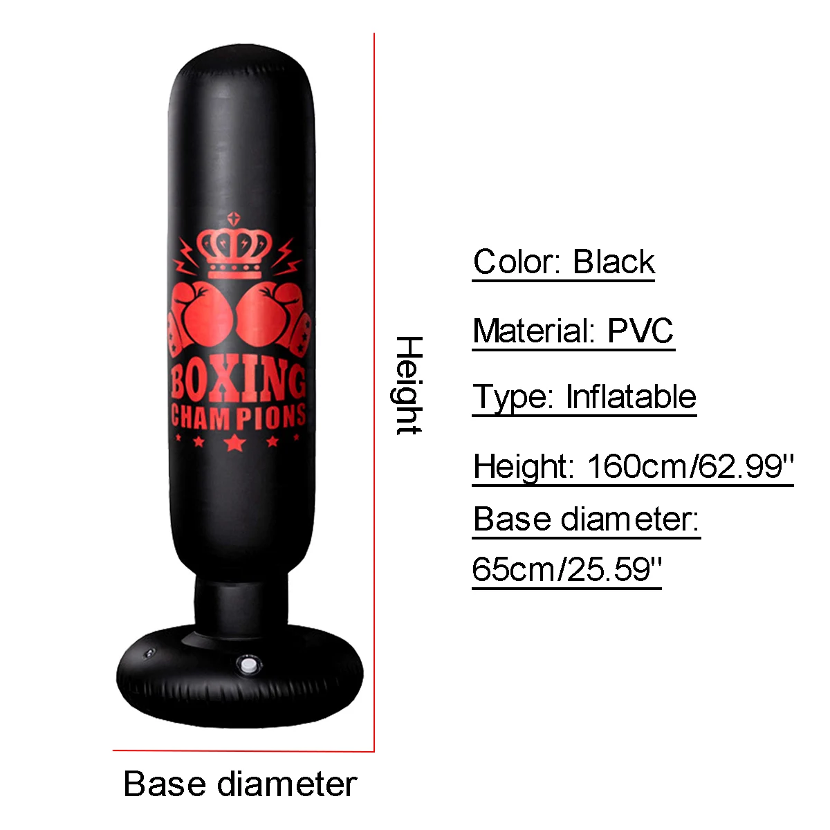 

1.6M Portable Inflatable Boxing Training Punching Bag Taekwondo Fitness PVC Tumbler Column Accessories Kids Entertainment Toys