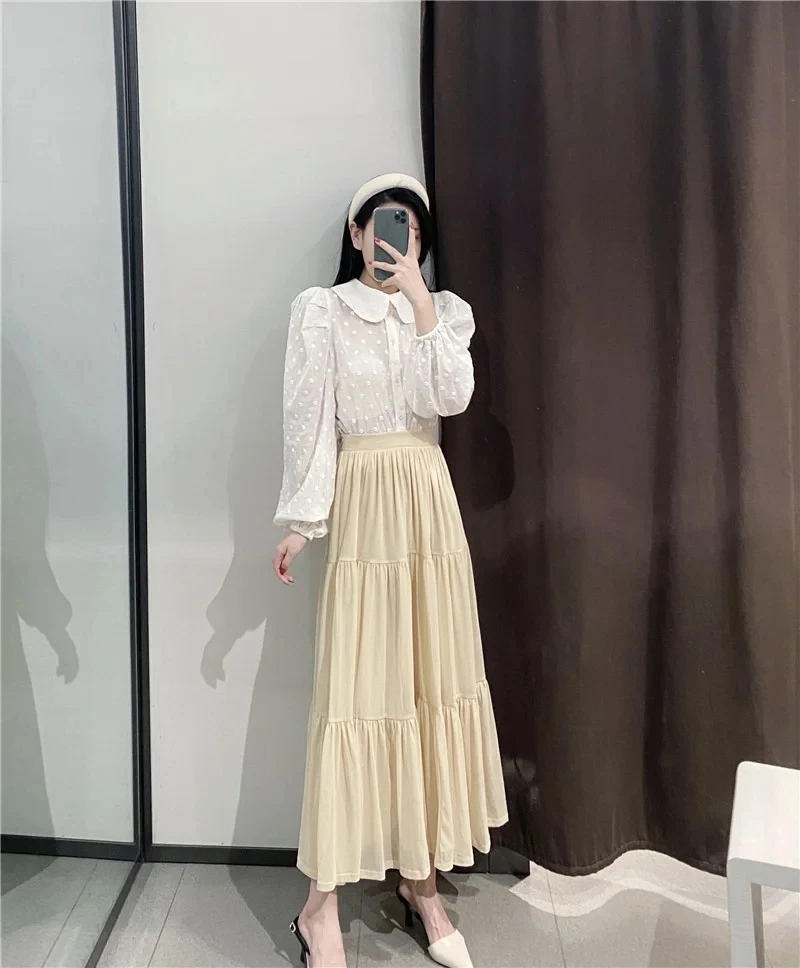 Юбка-миди Женская длинная в винтажном стиле с каскадной сеткой | одежда