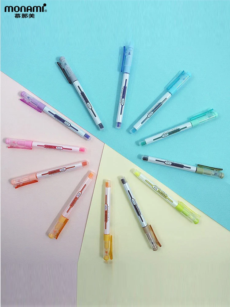 

Monami Essenti Soft Pastel Color Highlighter Pen Fluorescent Marker Liner for Drawing Painting School Art Design Supplies A6551