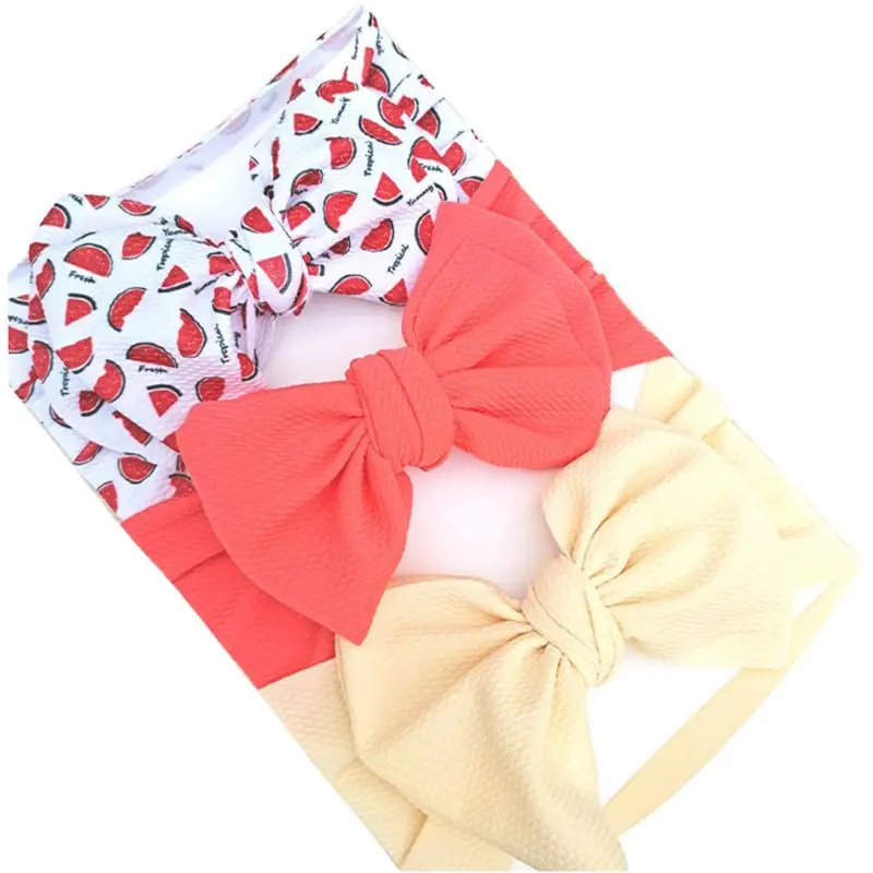 

3 Pcs/Set Baby Girls Lovely Bow Hairband Elastic Wide Headband Stretch Knot Band