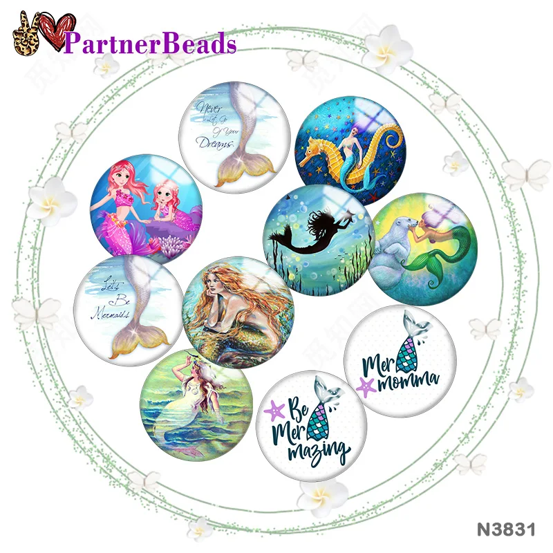 

Blue Mermaid Image printing metal DIY snap button accessories Fit bag hat Clothes shoes N3831