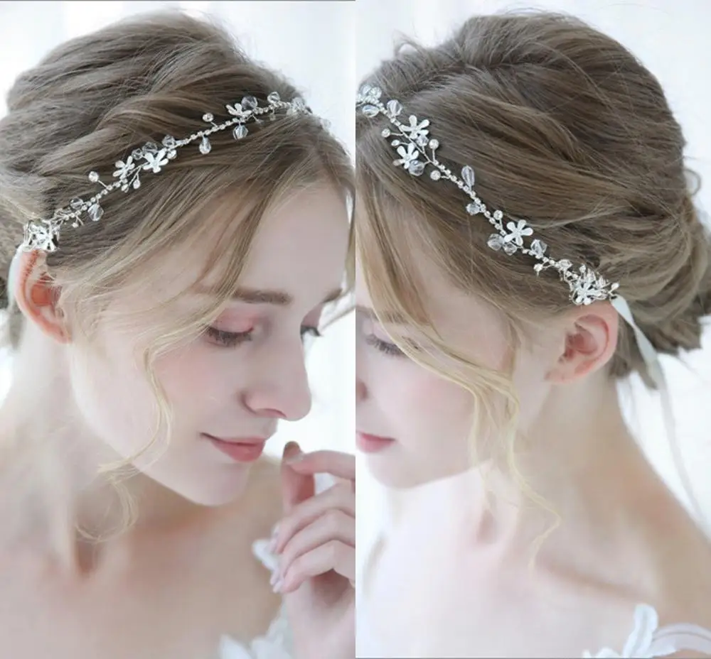 Серебряные бусины кристаллы свадебные аксессуары для волос элегантный