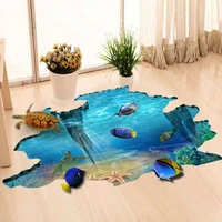 room floor decal stickers 3d sea fish turtle underwater world wall stickers
