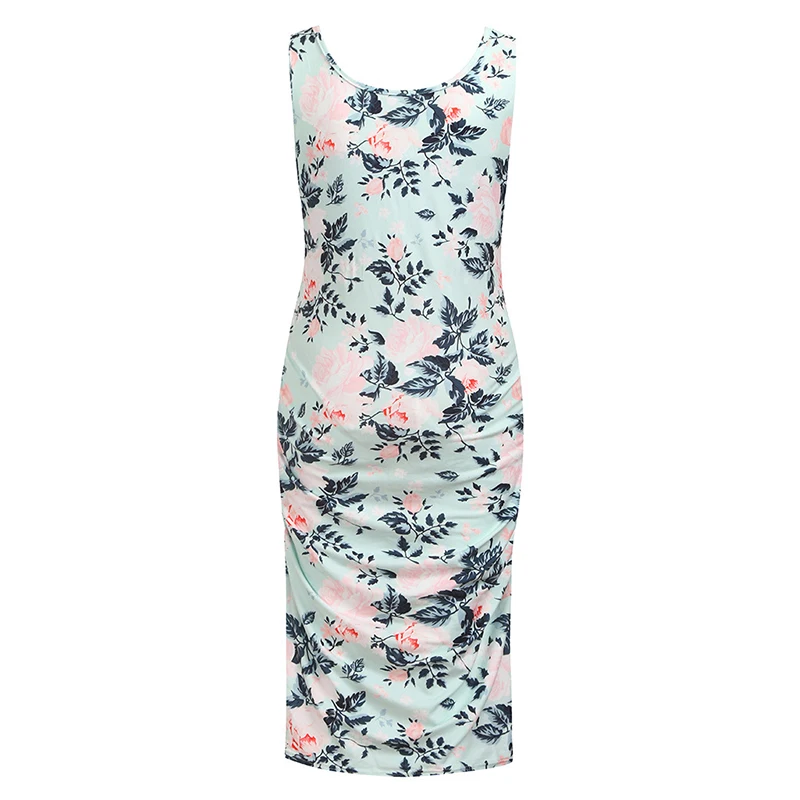 Летнее платье для беременных женщин платья с цветочным принтом Одежда мам