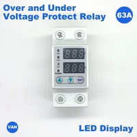 household protection 63a 220v din rail adjustable voltage protector relay with over current protection