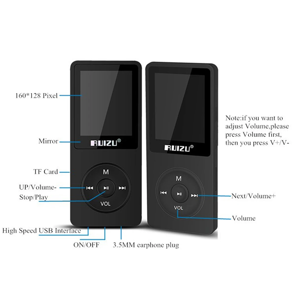 X02 MP3 плеер 8G памяти портативный для ключей хранения 1 8 дюймов TFT экран