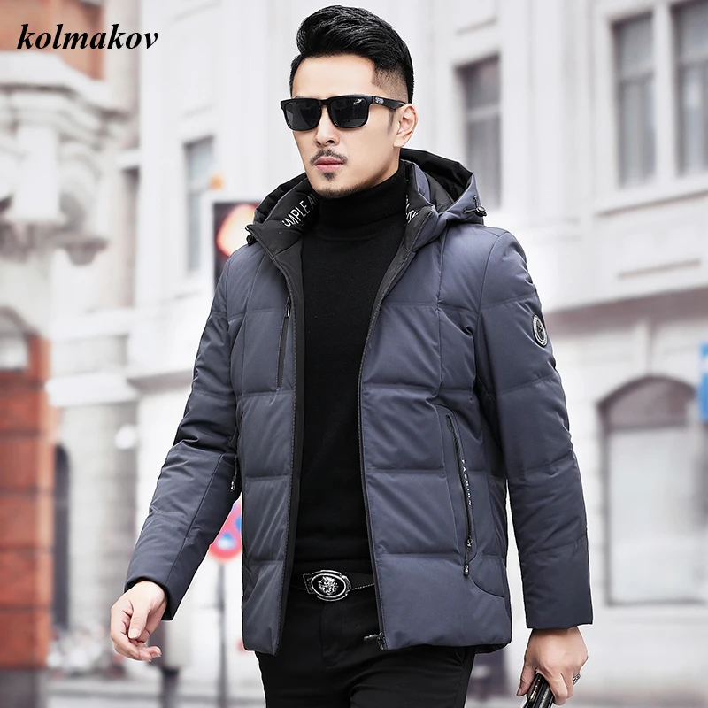 2020 New Arrival Style Men Boutique Warm White Duck Down Coat Fashion Casual Solid Men’s Leisure Zippers Thick Down Coat M-4XL