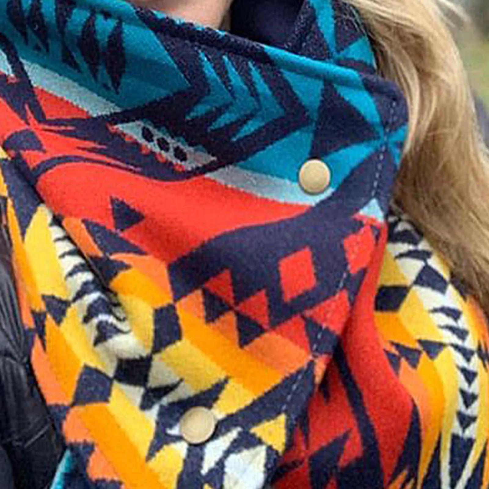 

2020 Fashion Winter Scarf For Women Ethnic Printing Button Cotton Soft Wrap Casual Warm Scarves Shawls Scarf Women neck warmer