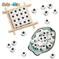 cute idea 20pcs 12mm food grade star heart silicone beads bpa free baby chewing teether diy baby teething pacifier necklace toys