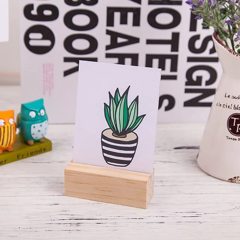 

20 Pieces Wood Place Card Holders, Wooden Table Number Holder Memo Stand Clamps Stand Card Desktop Message Crafts for Wedding Di