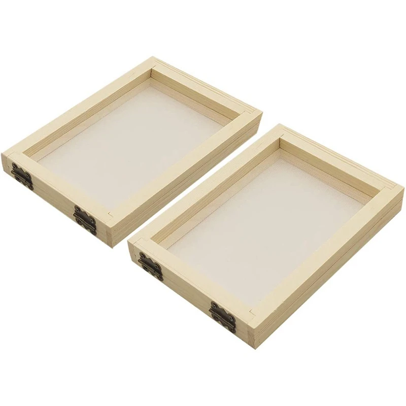 

2Pcs Wooden Paper Making Papermaking Mould,5X7 Inch Screen Printing Frame For DIY Paper Craft And Dried Flower Handcraft