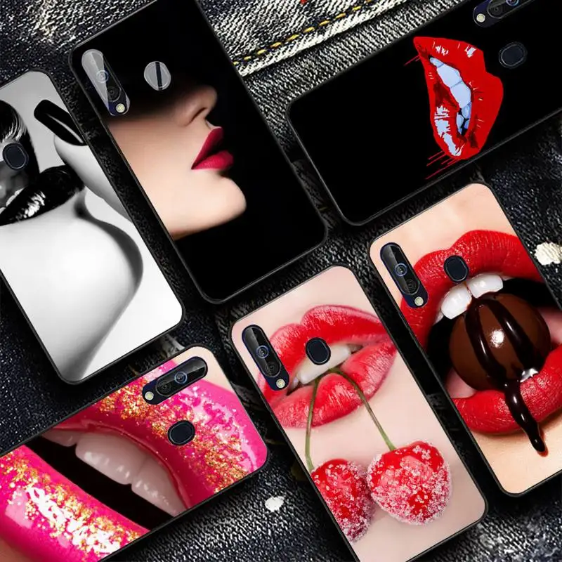 

YNDFCNB Girl Red Lips Phone Case for Samsung A30s 51 5 71 70 40 10 20 s 31 A7 A8 2018