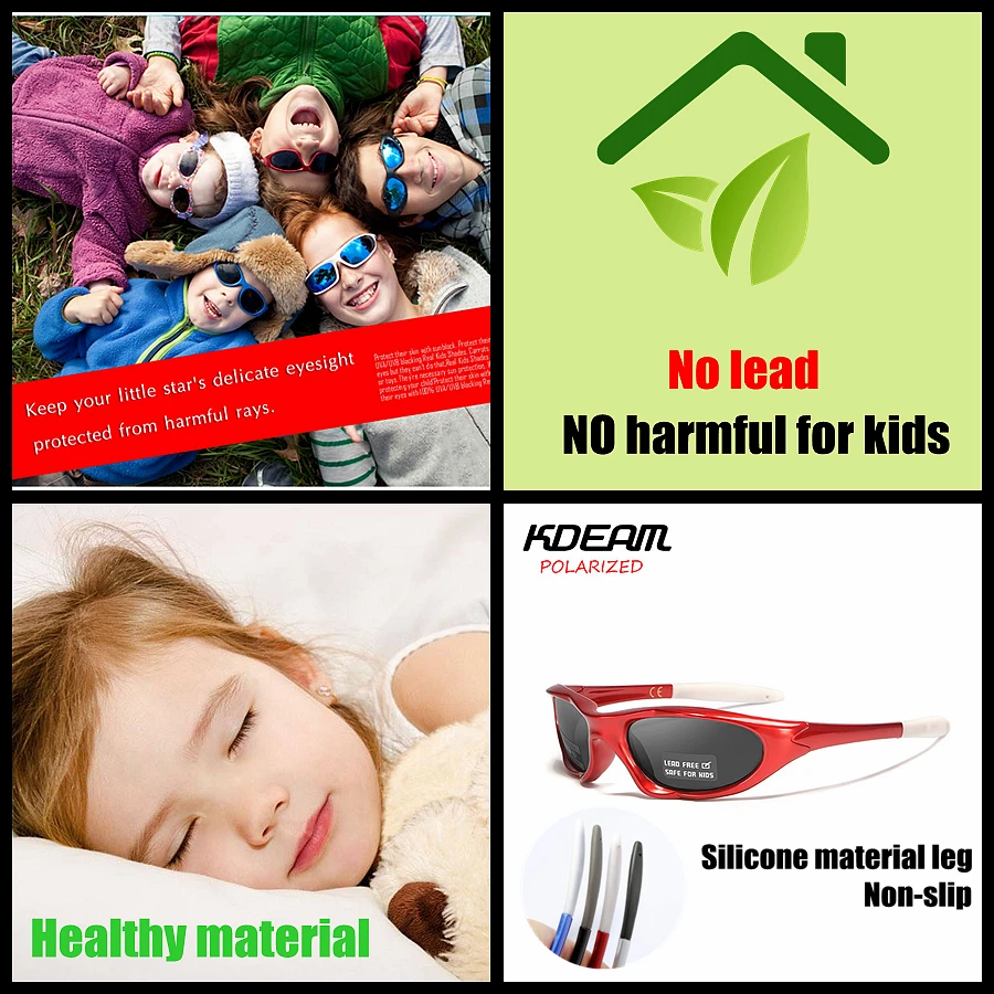 

EP Material Chilren Sunglasses 3-6 years old KDEAM Anti-slip Polarized Sunglasses Child Boys Sunglasses Kids Eyewear None Lead
