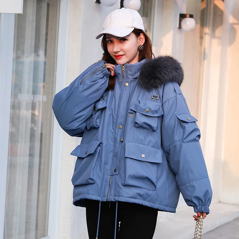 FTLZZ 2020 зимнее женское толстое теплое пальто с большим воротником из натурального