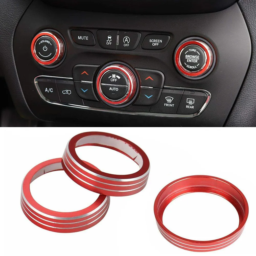 

2014-2019 Knob Covers Trim 3 Pcs Ac Aluminum Alloy For Jeep Grand Cherokee Red