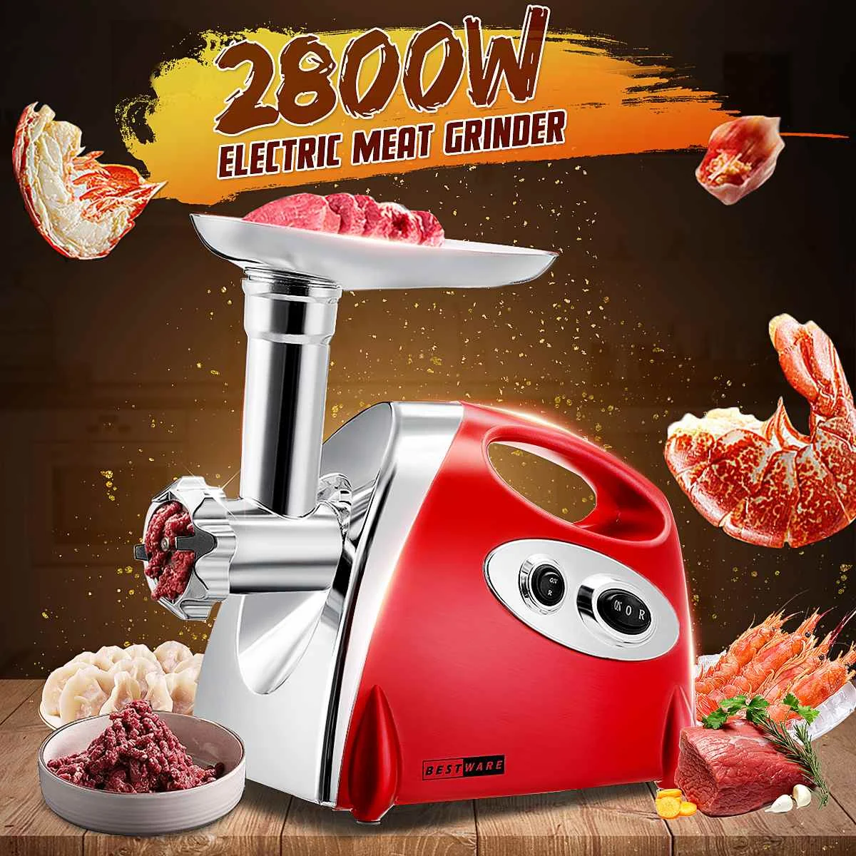 

2800W Electric Meat Grinder Blender Food Mixer Stainless Steel Electric Chopper Automatic Mincing Machine Quiet Food Blender