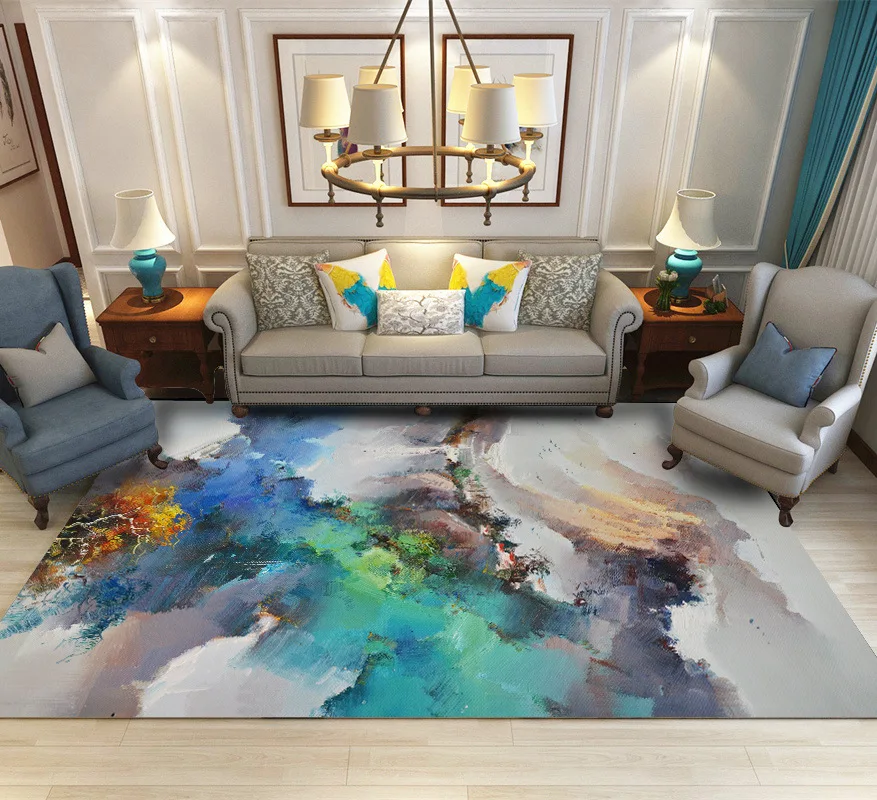 

Modern abstract color landscape oil painting Dayanfei bedroom living room door mat anti-skid bedside carpet floor