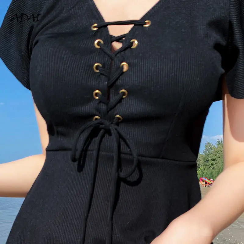 

2 Color Cute Two Piece Swimsuit Women Swimwear 2021 New Fashion Sexy Bandage V Neck Ruffle Sleeve Skirt Bathing Suit Beach Wear