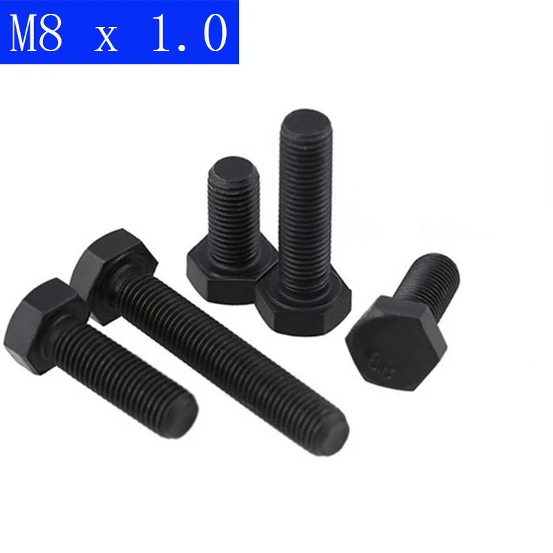 

M8 x 1.0 ( 8mm ) Fine Pitch Hex Cap Bolts / Screws, 8.8 Alloy Steel Thread Metric Tap DIN 933 ISO 4017