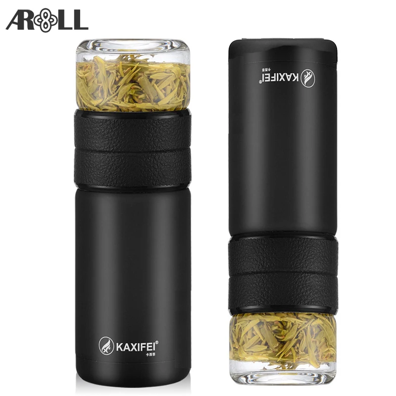 Дорожный термос с двойными стенками бутылка для чая фильтром заварки вакуумная