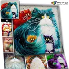 Алмазная 5D живопись сделай сам, картина с изображением кошки, мозаика, полноразмернаякруглая Вышивка крестиком, Набор для вышивки крестиком