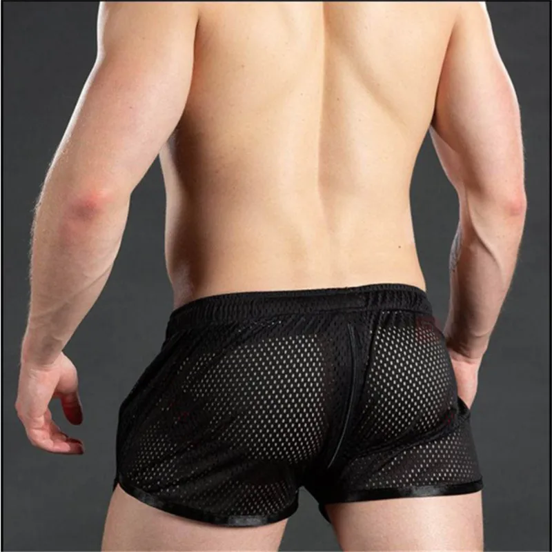 Мужские шорты для фитнеса и бодибилдинга сетчатые дышащие быстросохнущие модные
