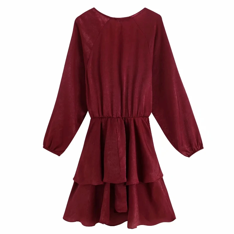 Женское элегантное платье трапециевидной формы с узелком v образным вырезом