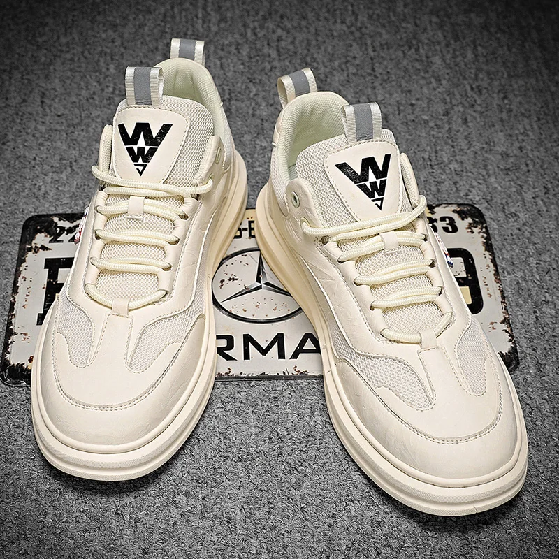 

Кроссовки мужские кожаные, Повседневная модная спортивная обувь для отдыха, стильные белые, весна 2020