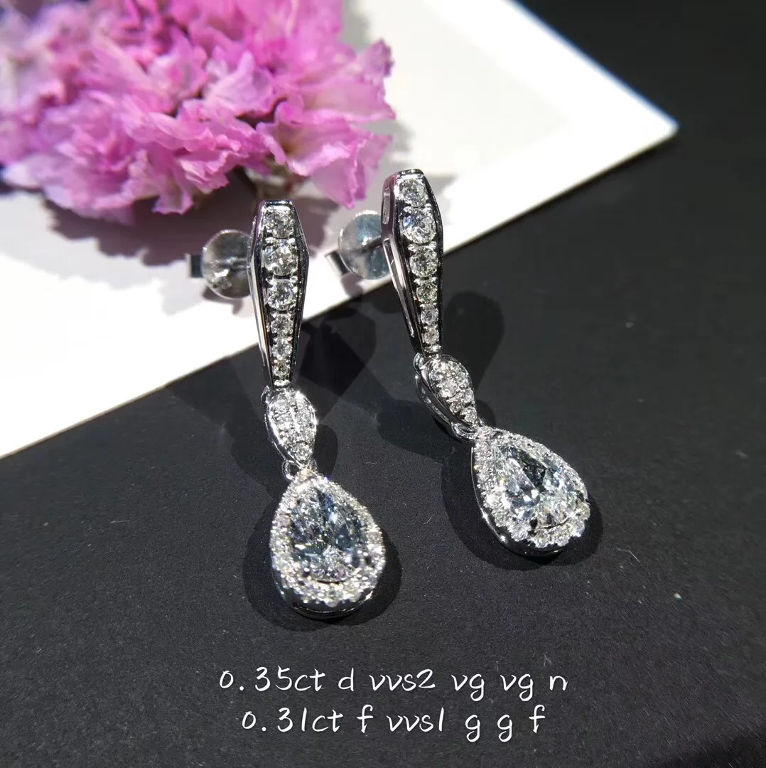 

Exquisite Round AAAA Zircon Drop Earrings Drop-shaped Crystal Long Women's Wedding Earrings Bride 925 Silver Jewelry Gift