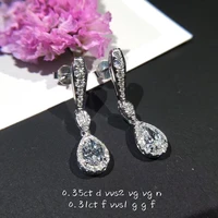 exquisite round aaaa zircon drop earrings drop shaped crystal long womens wedding earrings bride 925 silver jewelry gift