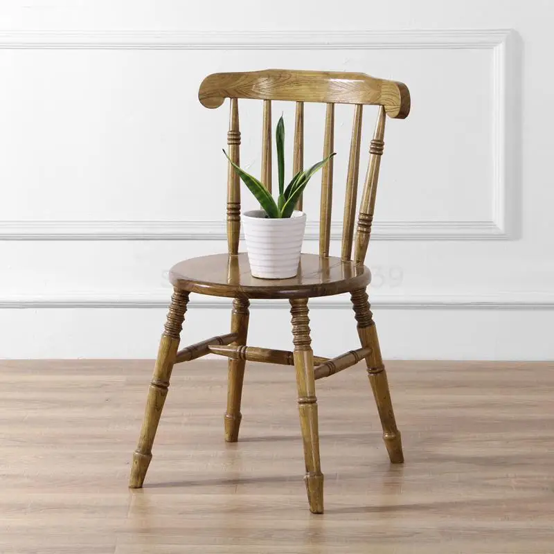 Американский обеденный стул из цельного дерева ретро скандинавский домашний