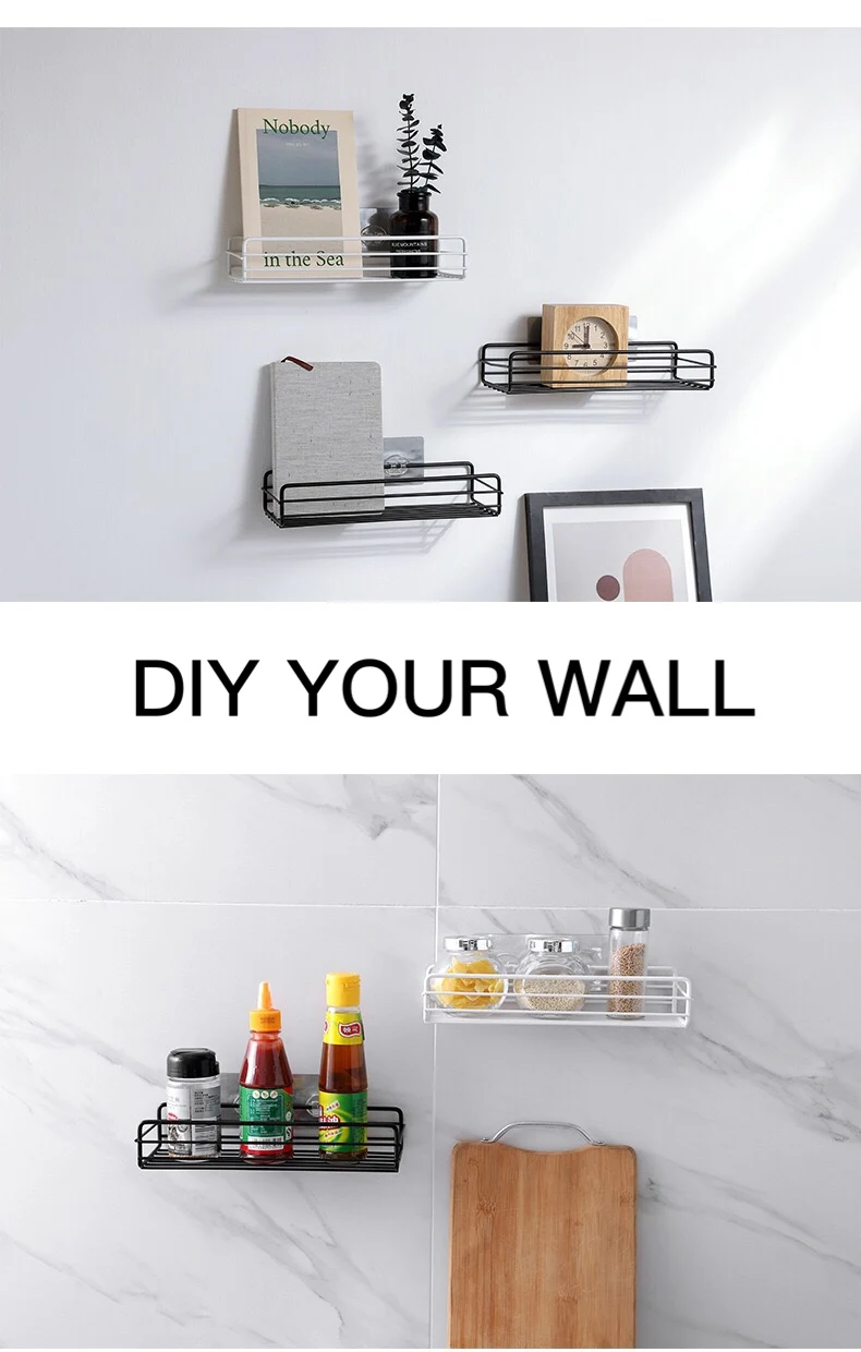 

Bathroom Storage Rack Shelf Corner Storage Rack Organizer Shower Wall Shelf Adhesive Iron Kitchen Bathroom Shelves Organizer