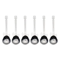 guitar spoon coffee teaspoons 6 pcs stainless steel musical mixing sugar tableware silver for kitchen home restaurant cafe