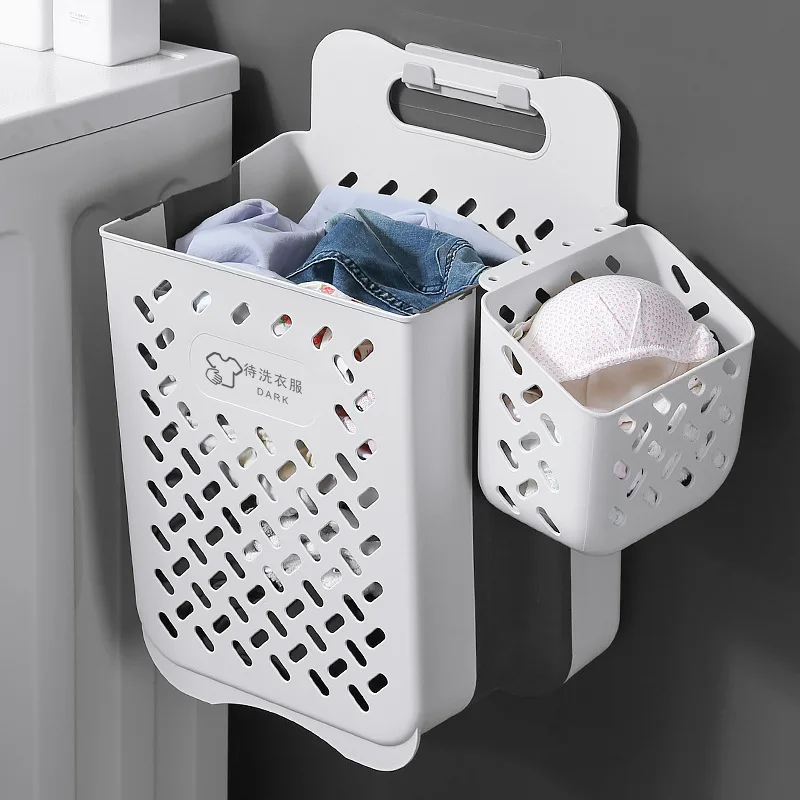 

Household Laundry Storage Basket Foldable Dirty Clothes Basket Bathroom Punch-Free Dirty Clothes Bucket Drain Basket Organizer