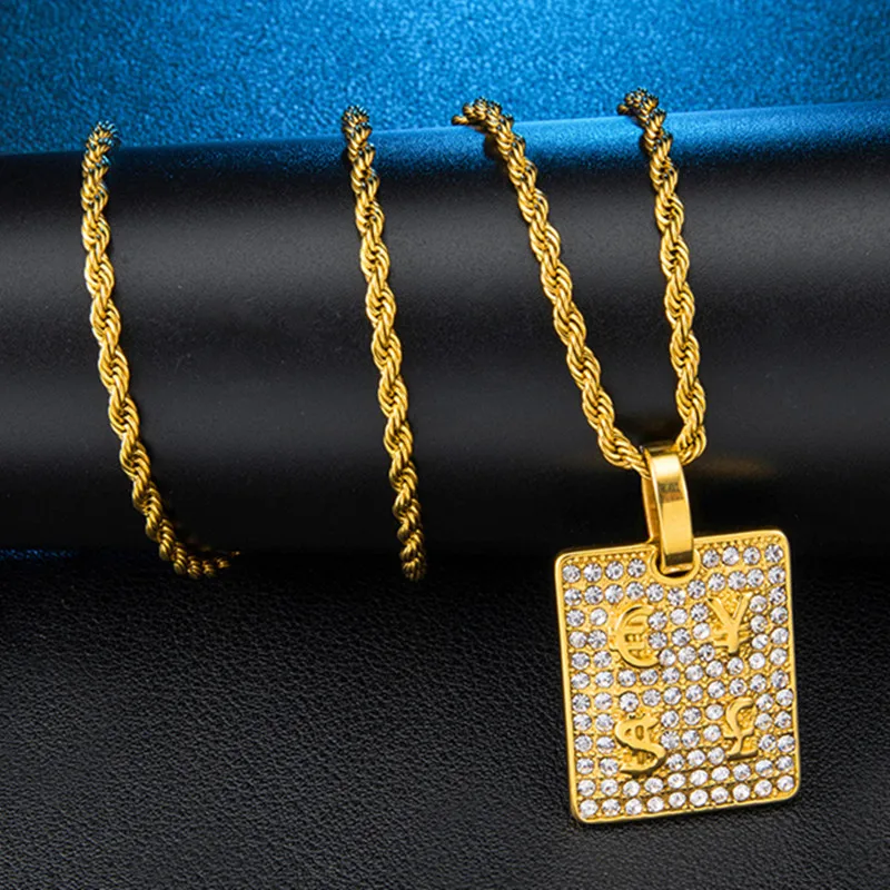 Хип-хоп стиль полностью проложенный горный хрусталь символ валюты