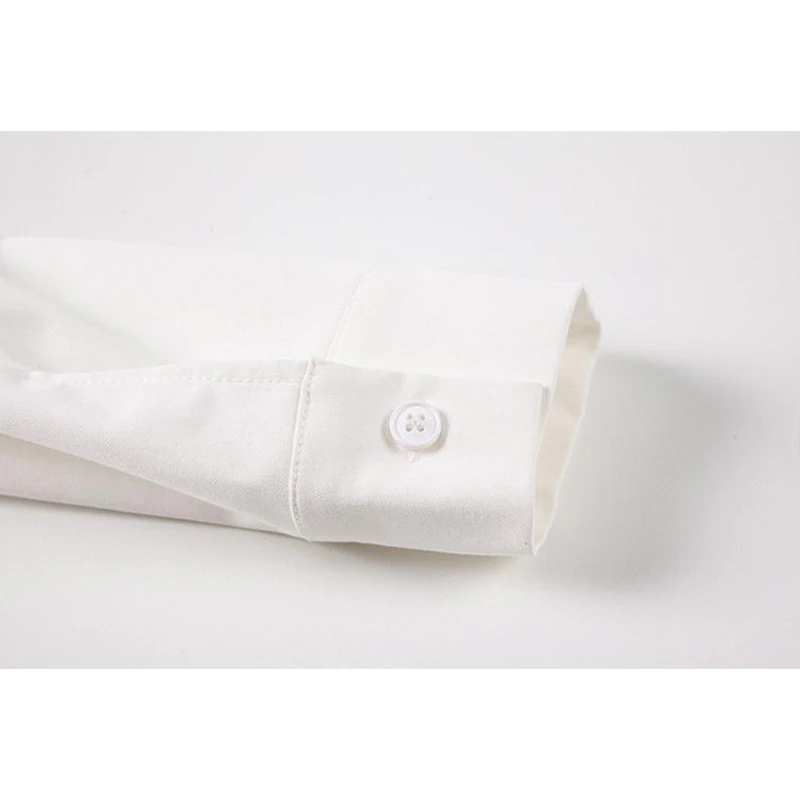 

Women's White Shirt Dress Turn-Down Collar Long Sleeve High Waist Slim Korean Office Ladies Elegant Casual Ins Straight Frocks