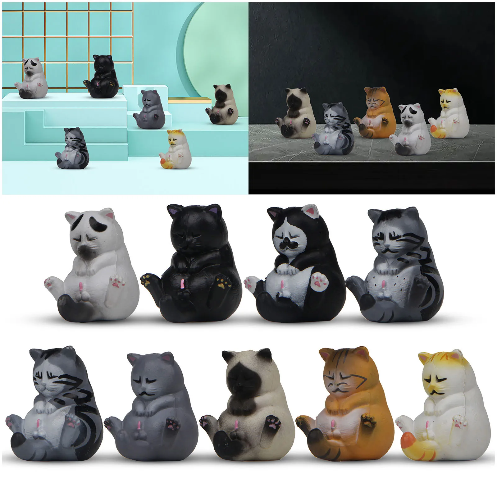 

1Pcs Cat Cute Mini PVC Animal Miniatures Japanese Bell Cat Doll Figures Toy Creative Handicraft Ornaments Home Decoration Crafts