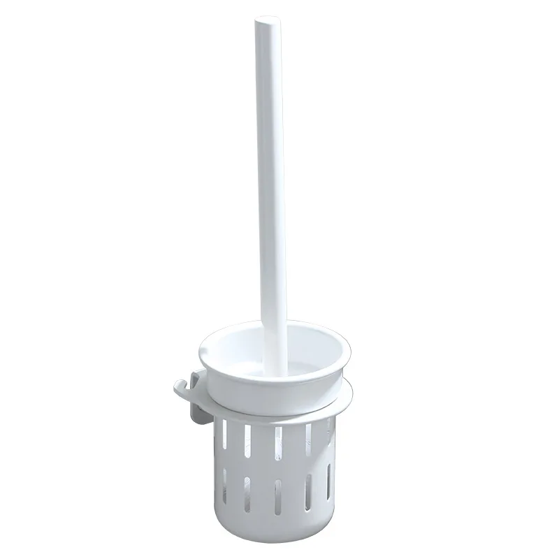 

Free shipping Nail Free Bathroom Accessories wall mounted black Space Aluminum bathroom Toilet Brush Holder Toilet Cleaning