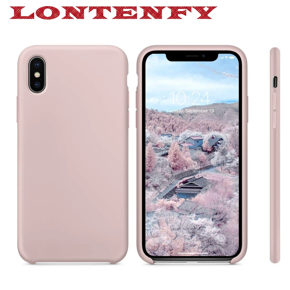 LONTENFY Tiene Logotipo Original Oficial Funda De Silicone For IPhone X. Liquida Phone Case Iphone 6 6S XS XR 7 8 |