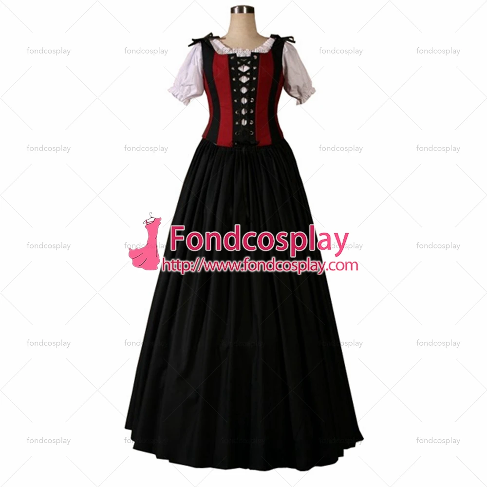 

Черное длинное вечернее платье черного цвета из хлопка для косплея Готическая Лолита панк средневековая одежда [CK1424]