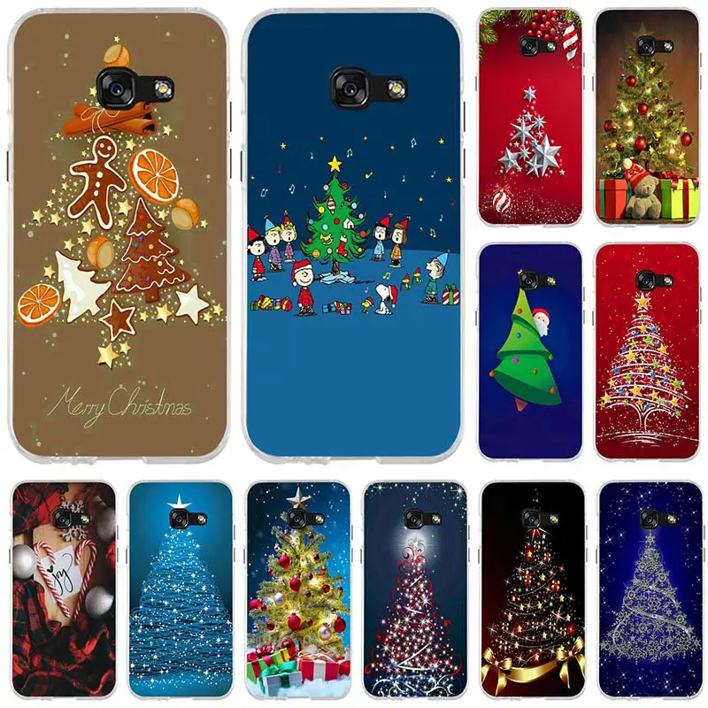 Чехол для мобильного телефона из мягкого ТПУ с новогодней елкой samsung Galaxy A3 A5 A7 J5 J7