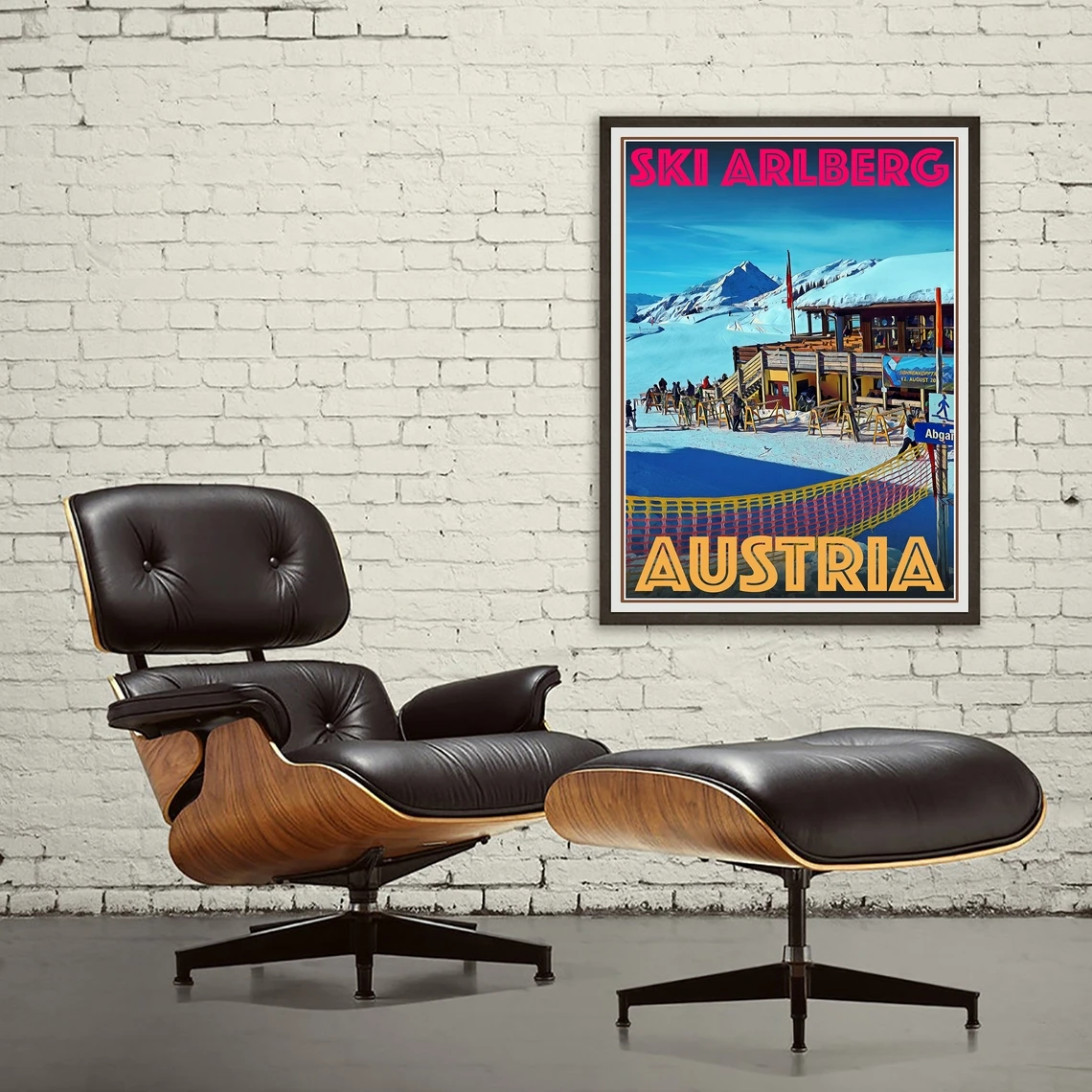 Винтажный постер в стиле ретро для путешествий или Картина на холсте лыжи